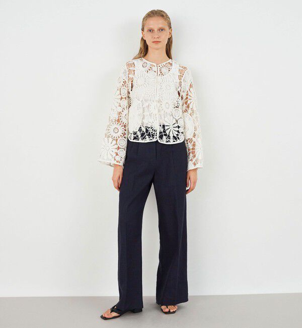 DES PRES「ウェットリネン 2タックパンツ」|スラックス|