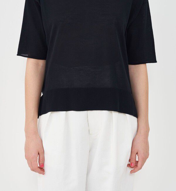 GALERIE VIE「クレープコットン ハーフスリーブプルオーバー」|ニット・セーター|