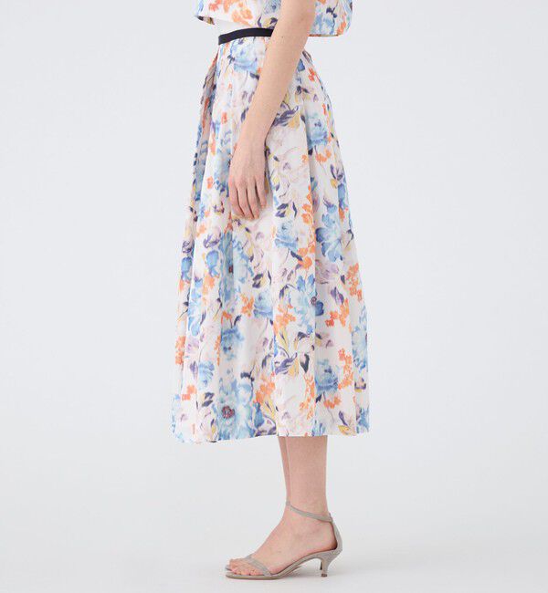 TOMORROWLAND collection「ピヴォワンヌプリント タックスィングスカート」|フレア|