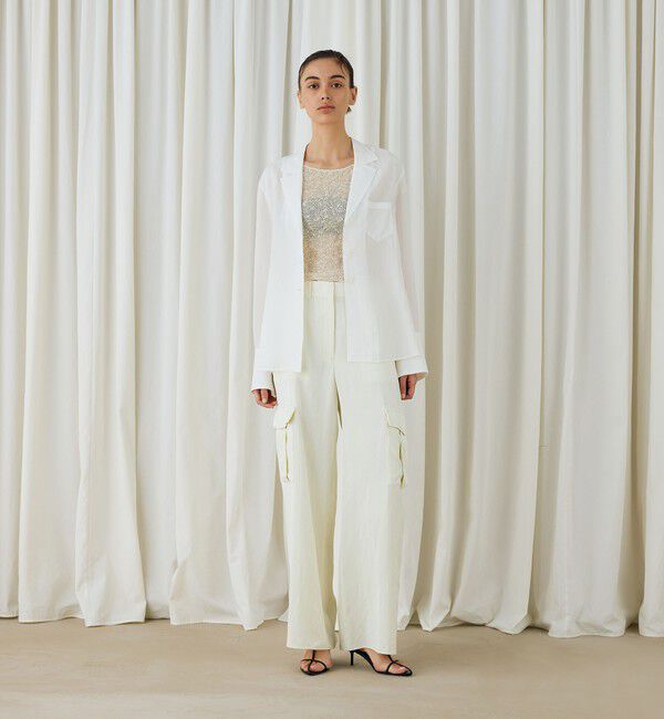 DES PRES「キュプラコットンストライプ シャツジャケット」|テーラードジャケット|