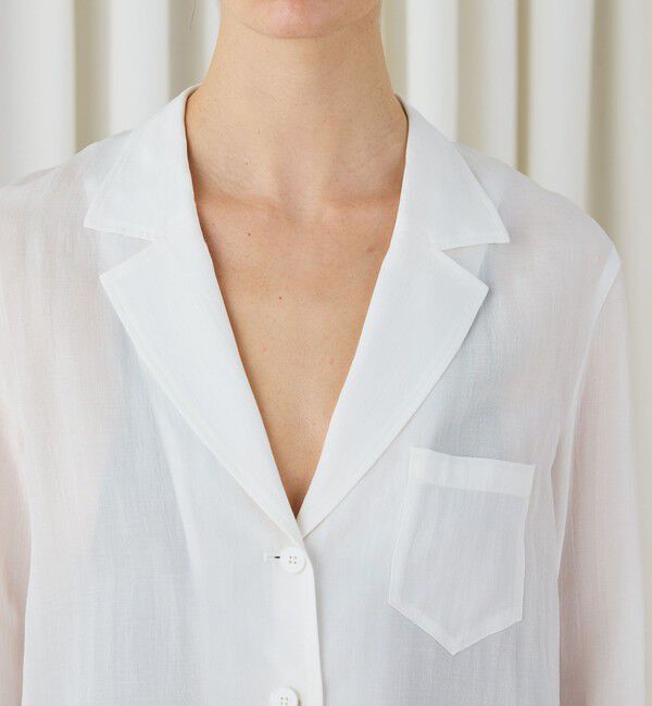 DES PRES「キュプラコットンストライプ シャツジャケット」|テーラードジャケット|