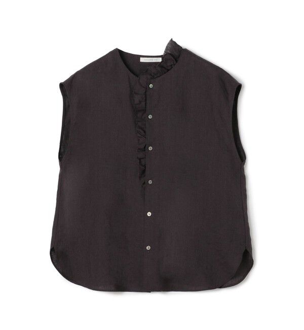 GALERIE VIE「リネンポプリン カットオフフリルブラウス」|シャツ・ブラウス|17 チャコールグレー