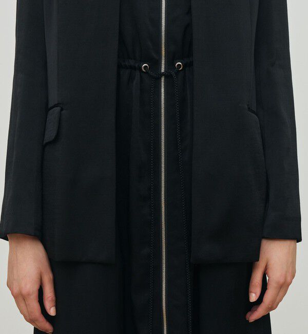 DES PRES「レーヨンサテン クルーネックジャケット」|ノーカラージャケット|