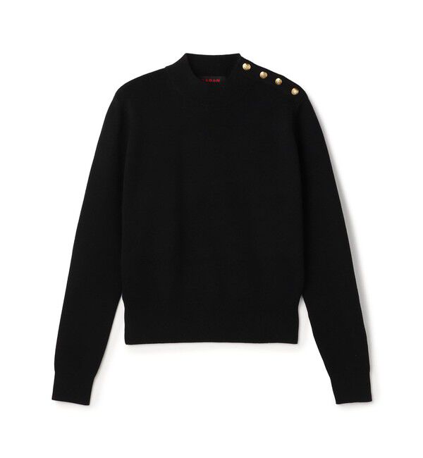 CABaN「コットンカシミヤ モックネックゴールドボタンプルオーバー」|ニット・セーター|19 ブラック