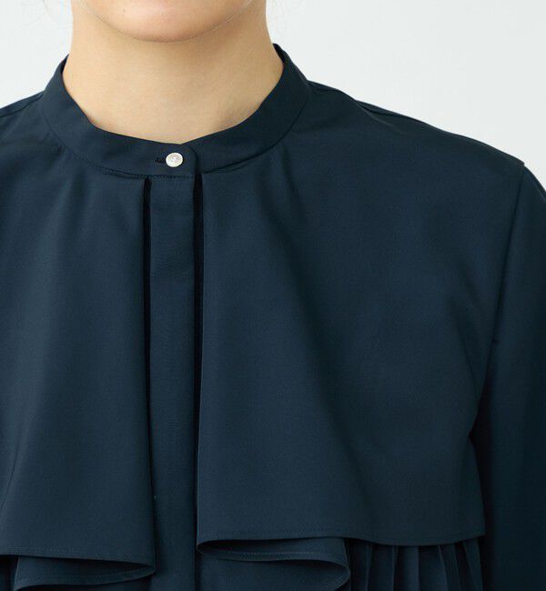 Ballsey「プリーツコンビ フロントドレープブラウス」|シャツ・ブラウス|