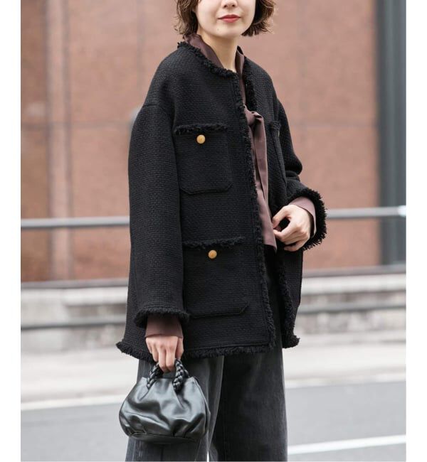 journal standard L'essage「《追加2》GIOLICAツイードBIGジャケット」|ノーカラージャケット|