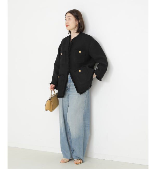 journal standard L'essage「《追加2》GIOLICAツイードBIGジャケット」|ノーカラージャケット|
