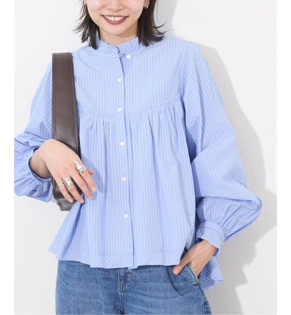 JOURNAL STANDARD「コードストライプ Aライン ブラウス」|シャツ・ブラウス|ブルー