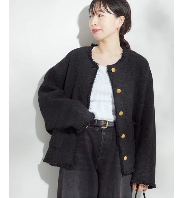 journal standard L'essage「《追加5》【金子綾さん着用】GIOLICATWEED ドルマンジャケット」|ノーカラージャケット|