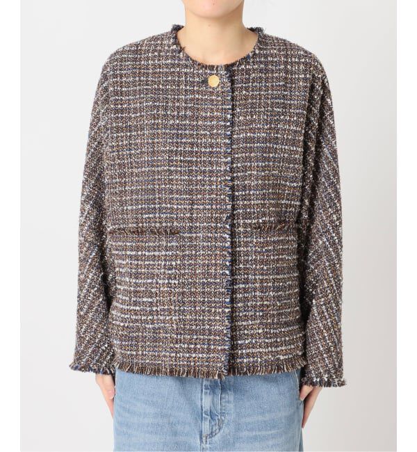 journal standard L'essage「《追加5》【金子綾さん着用】GIOLICATWEED ドルマンジャケット」|ノーカラージャケット|