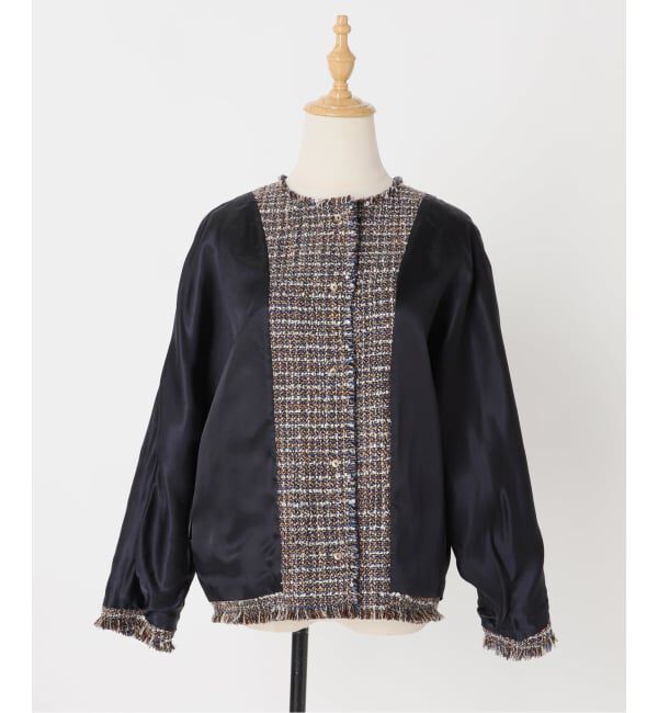 journal standard L'essage「《追加5》【金子綾さん着用】GIOLICATWEED ドルマンジャケット」|ノーカラージャケット|