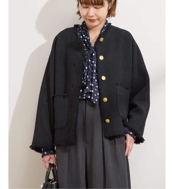 journal standard L'essage「《追加5》【金子綾さん着用】GIOLICATWEED ドルマンジャケット」|ノーカラージャケット|