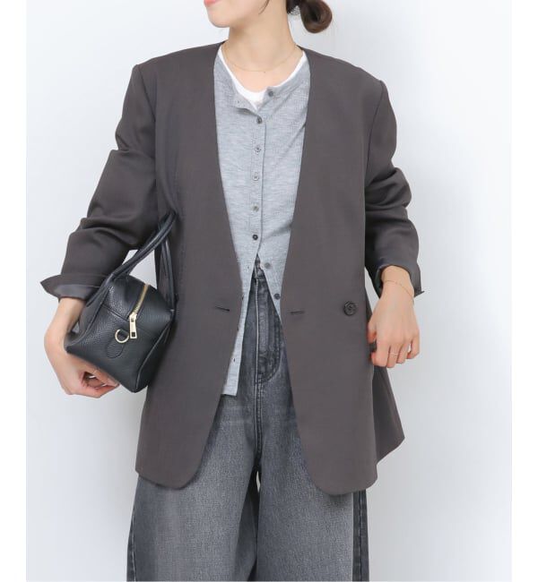 JOURNAL STANDARD relume「ダブルフロントノーカラージャケット」|ノーカラージャケット|グレー