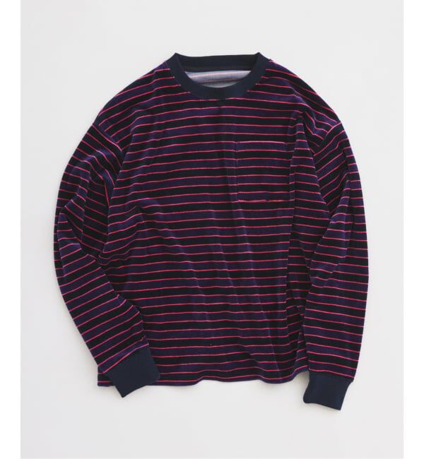 JOURNAL STANDARD relume「ベルベットタッチ ベロアボーダー ロンT」|Tシャツ・カットソー|ネイビー