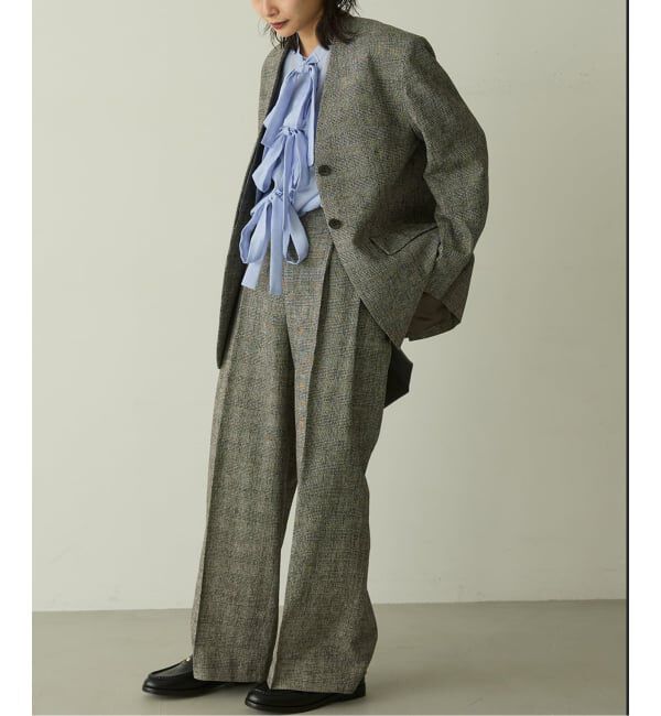 journal standard L'essage「ツイードグレンチェックジャケット」|ノーカラージャケット|