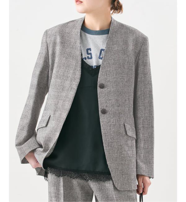 journal standard L'essage「ツイードグレンチェックジャケット」|ノーカラージャケット|