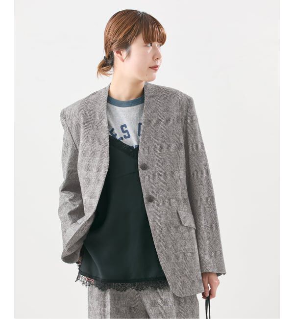 journal standard L'essage「ツイードグレンチェックジャケット」|ノーカラージャケット|