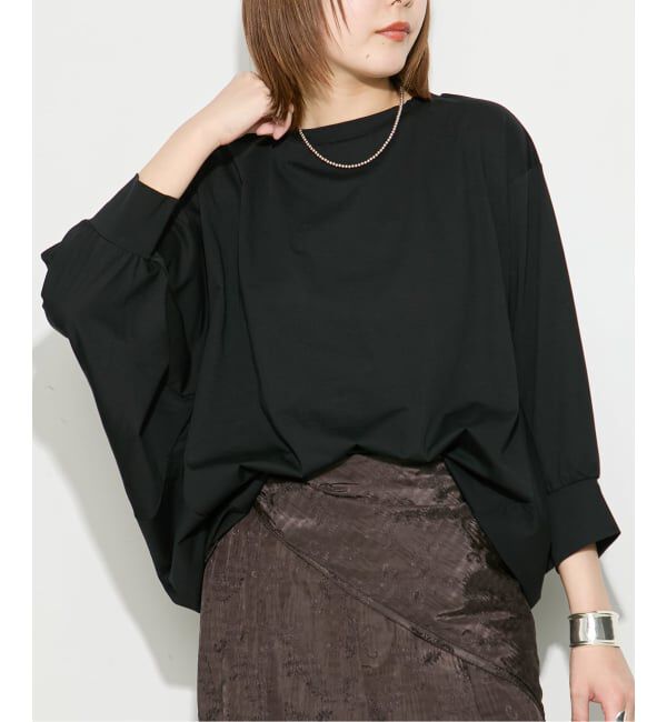 journal standard L'essage「プレーティングJERSEYドルマンプルオーバー」|Tシャツ・カットソー|ブラック