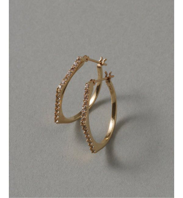 Lilas by Spick&Span「arrowラインホワイトトパーズピアス K10(両耳)」|ピアス|