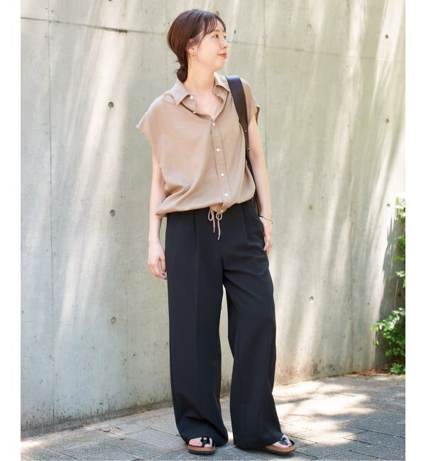 Spick and Span「《追加》ダブルクロスツータックパンツ」|スラックス|