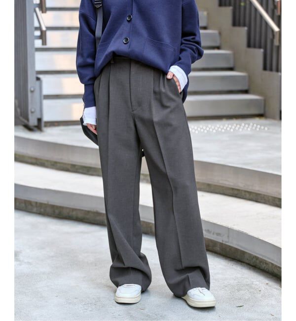 Spick and Span「《追加》ダブルクロスツータックパンツ」|スラックス|