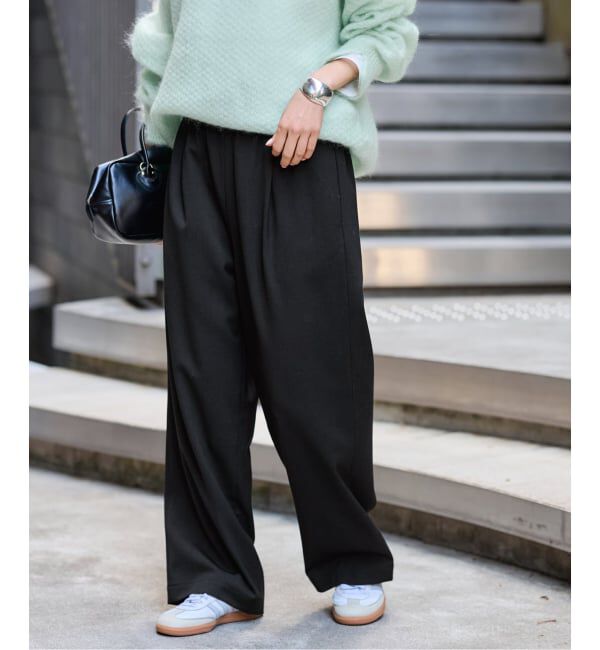 FRAMeWORK「≪追加/ 手洗い可≫TWギャバリラックスパンツ 2」|スラックス|ブラック