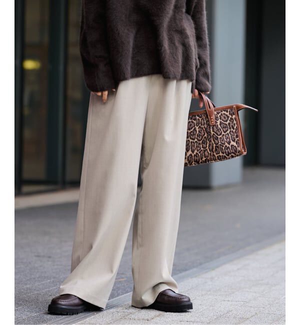 FRAMeWORK「≪追加/ 手洗い可≫TWギャバリラックスパンツ 2」|スラックス|ベージュ