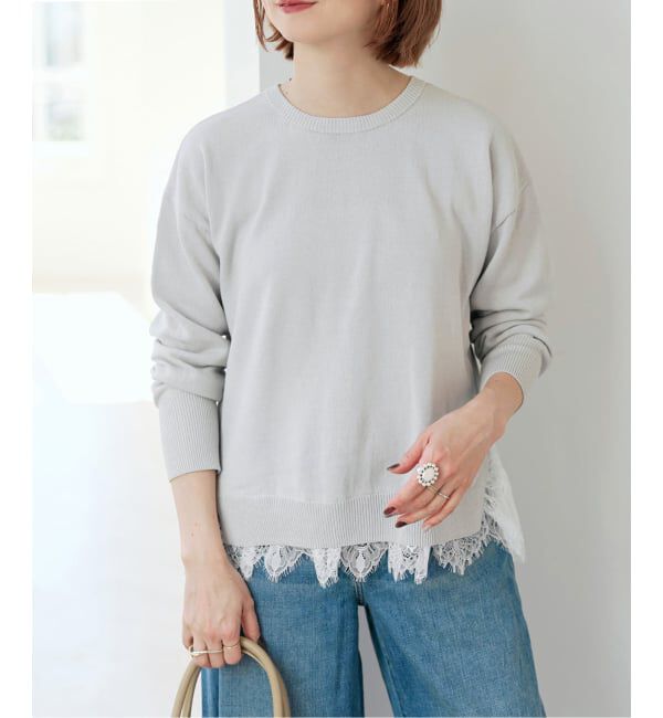 Spick and Span「レースドッキング2WAYカーディガン」|カーディガン|グレーB