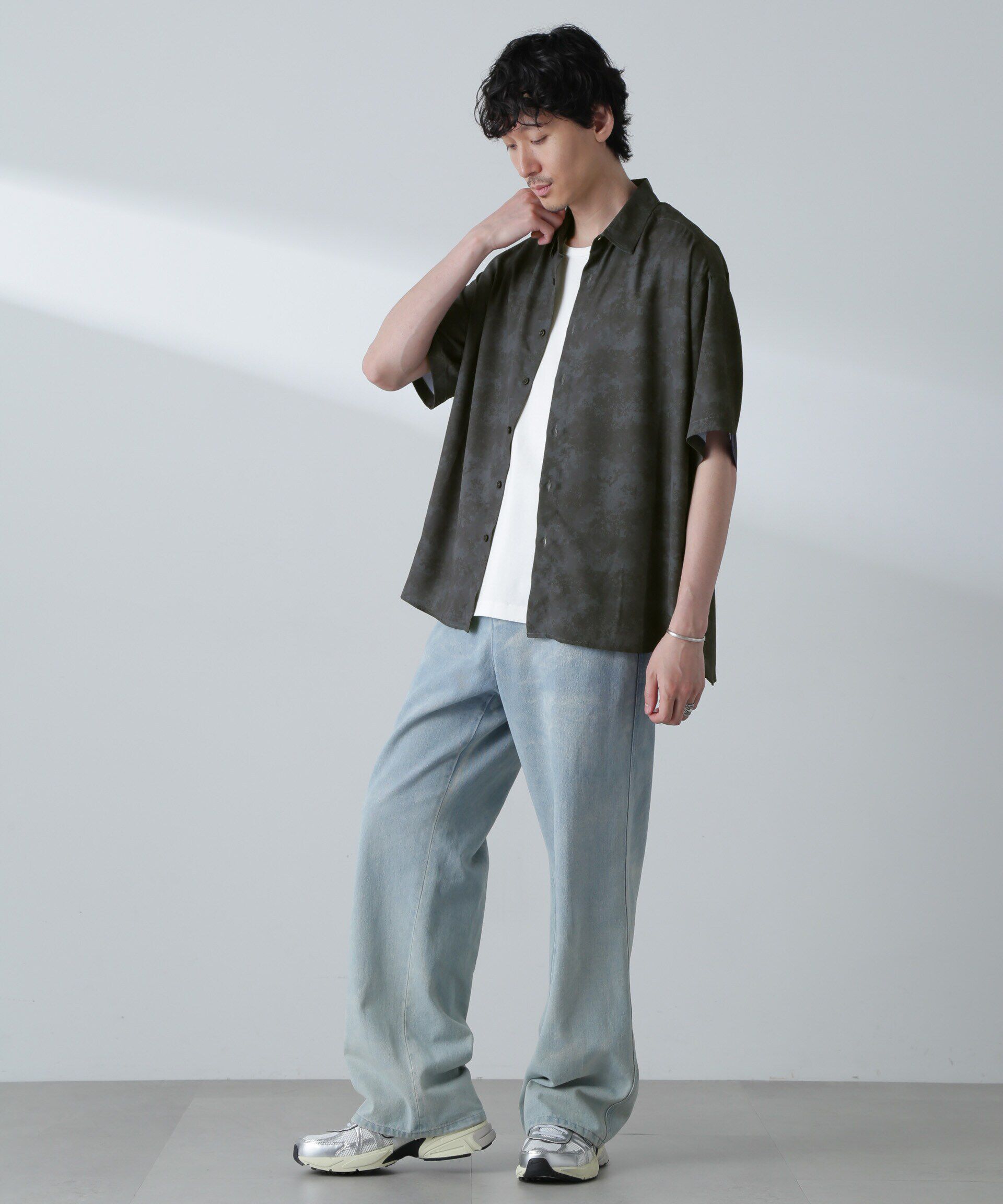 nano･universe「梨地パターンシャツ 半袖」|シャツ・ブラウス|