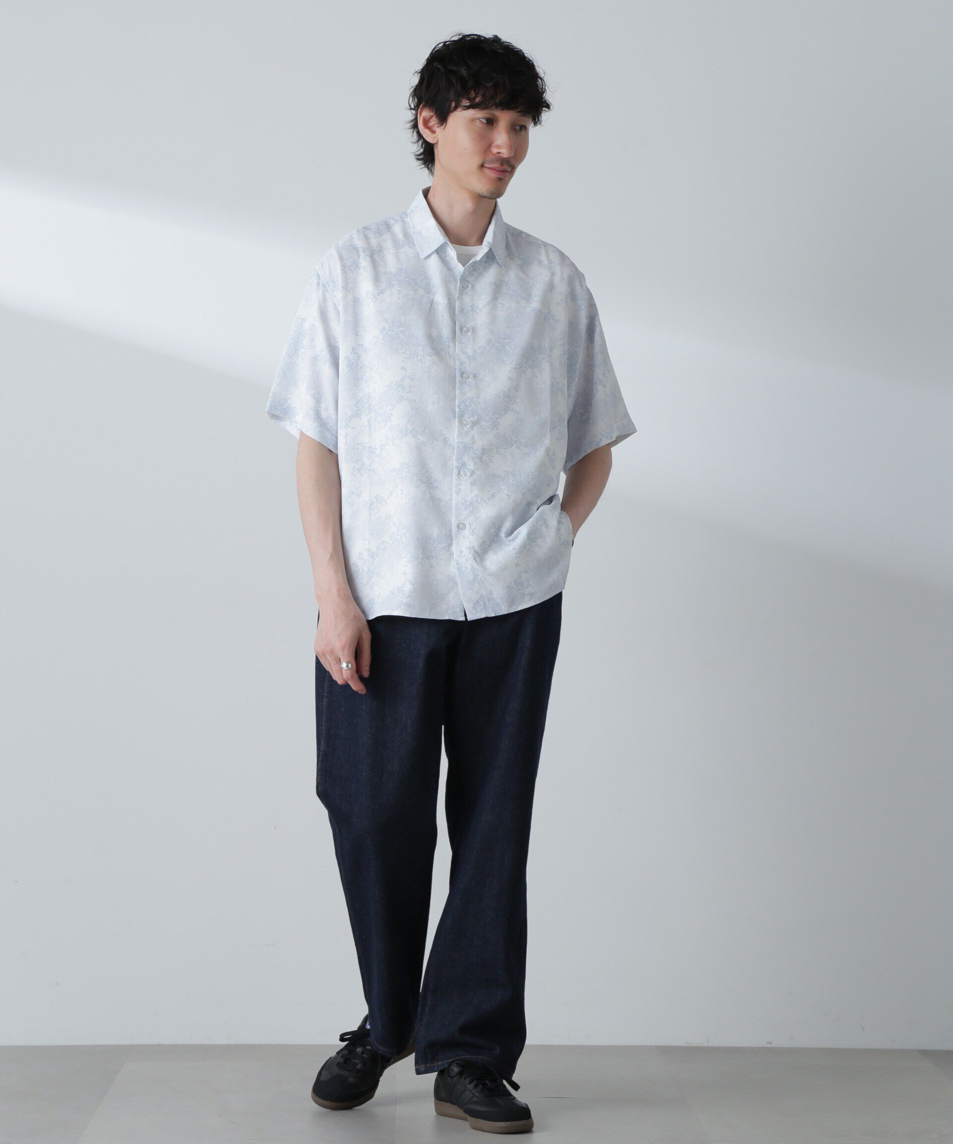 nano･universe「梨地パターンシャツ 半袖」|シャツ・ブラウス|