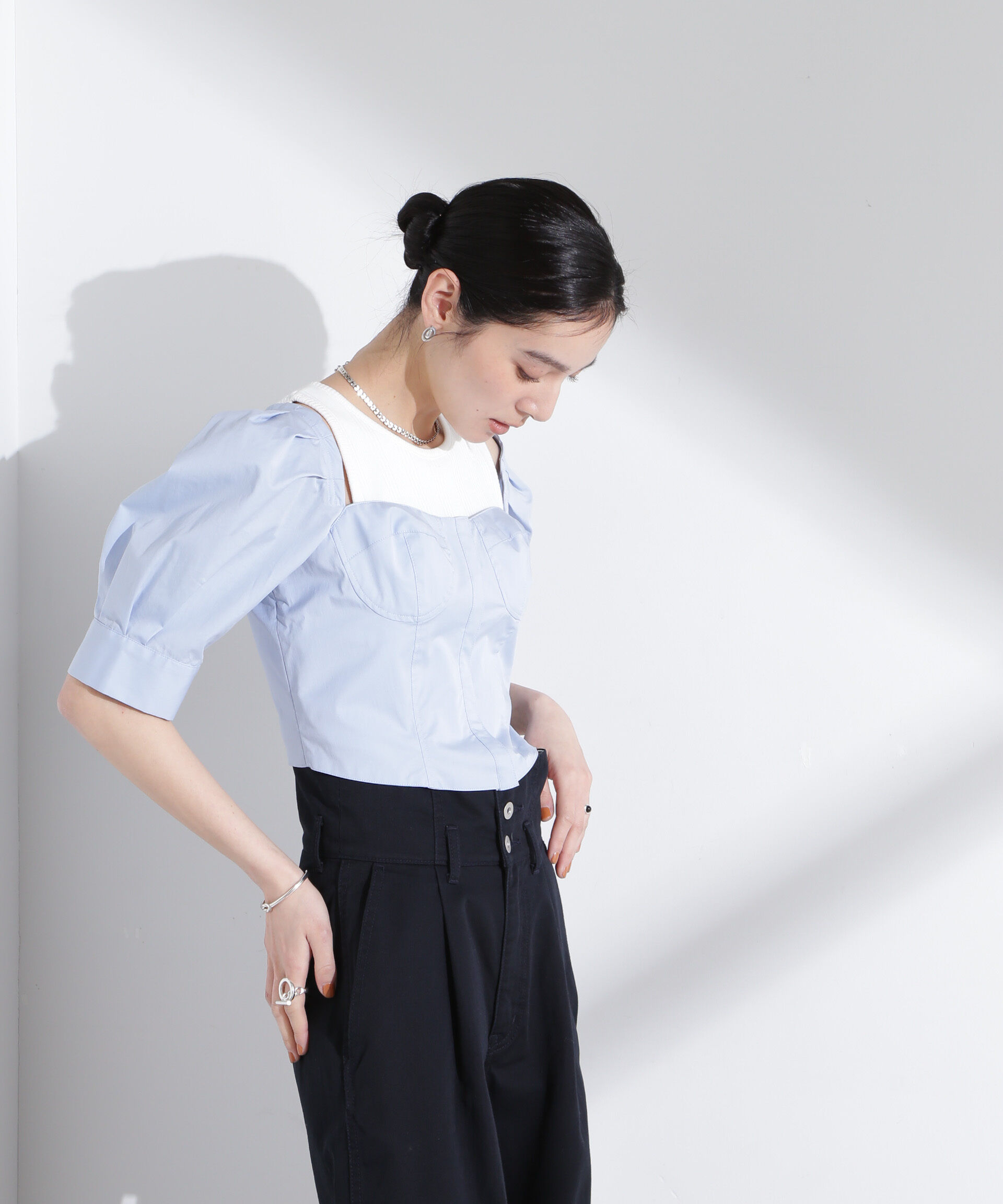 nano･universe「パフスリーブビスチェトップス」|シャツ・ブラウス|