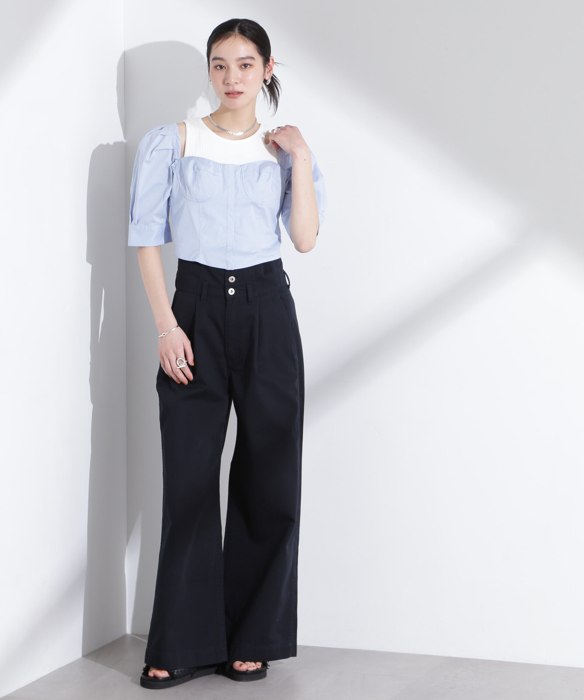 nano･universe「パフスリーブビスチェトップス」|シャツ・ブラウス|