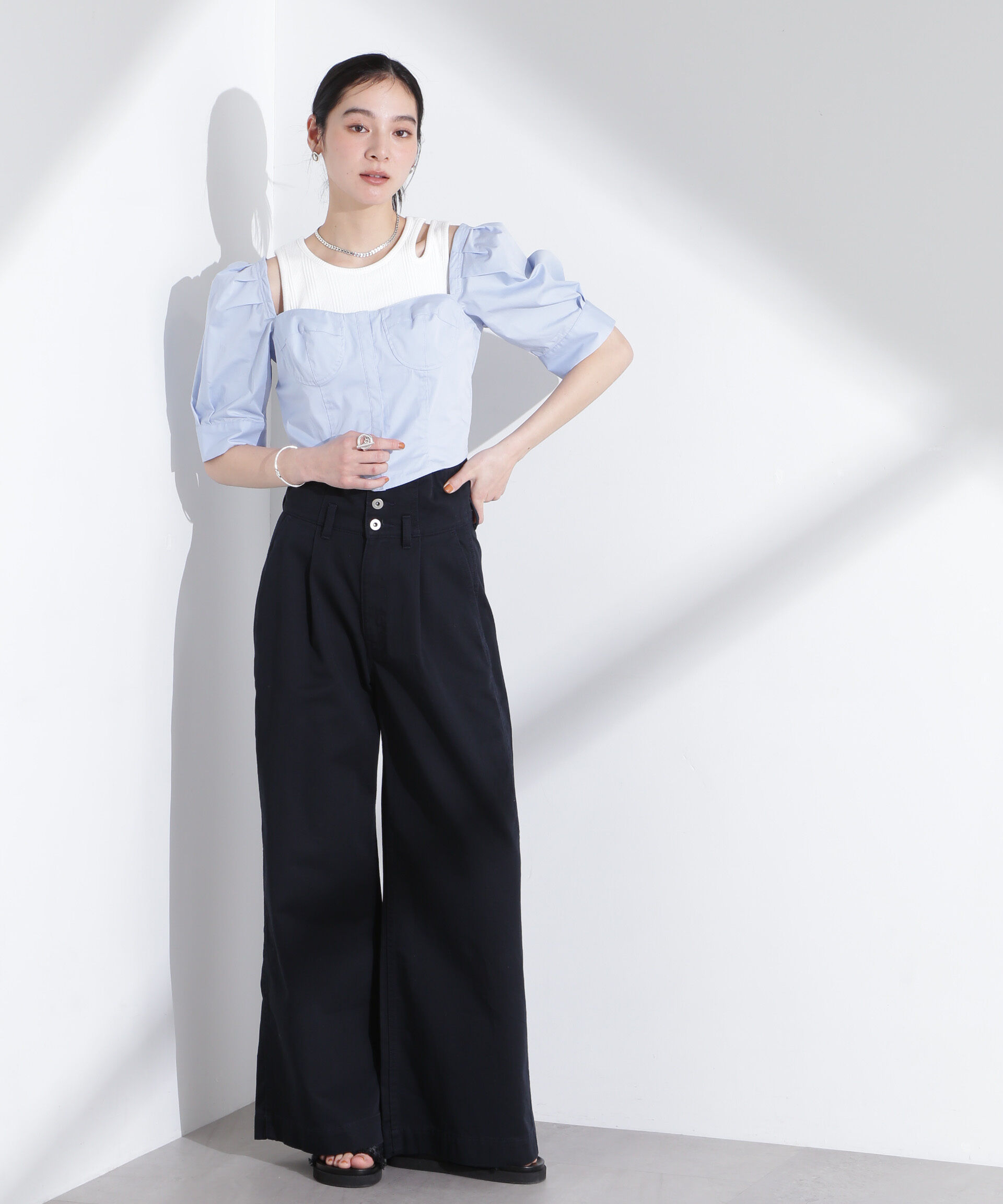 nano･universe「パフスリーブビスチェトップス」|シャツ・ブラウス|