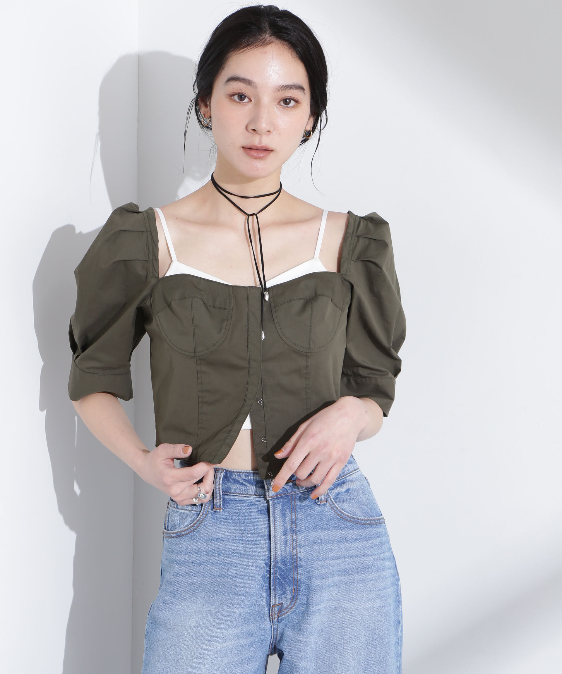 nano･universe「パフスリーブビスチェトップス」|シャツ・ブラウス|