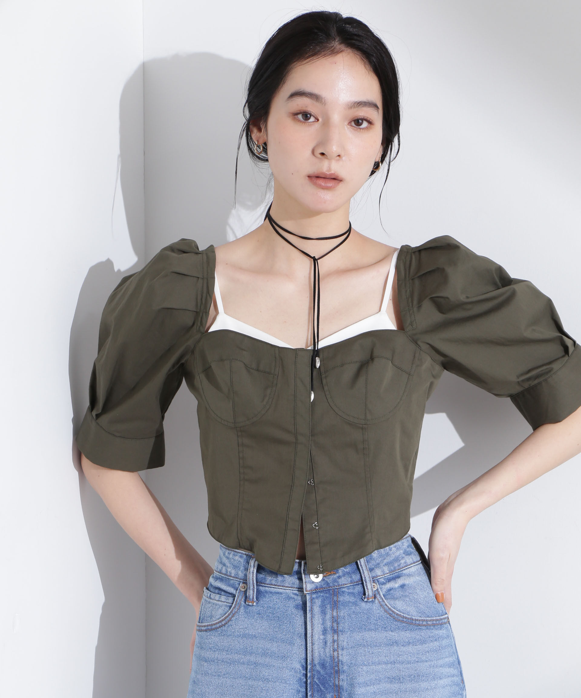 nano･universe「パフスリーブビスチェトップス」|シャツ・ブラウス|