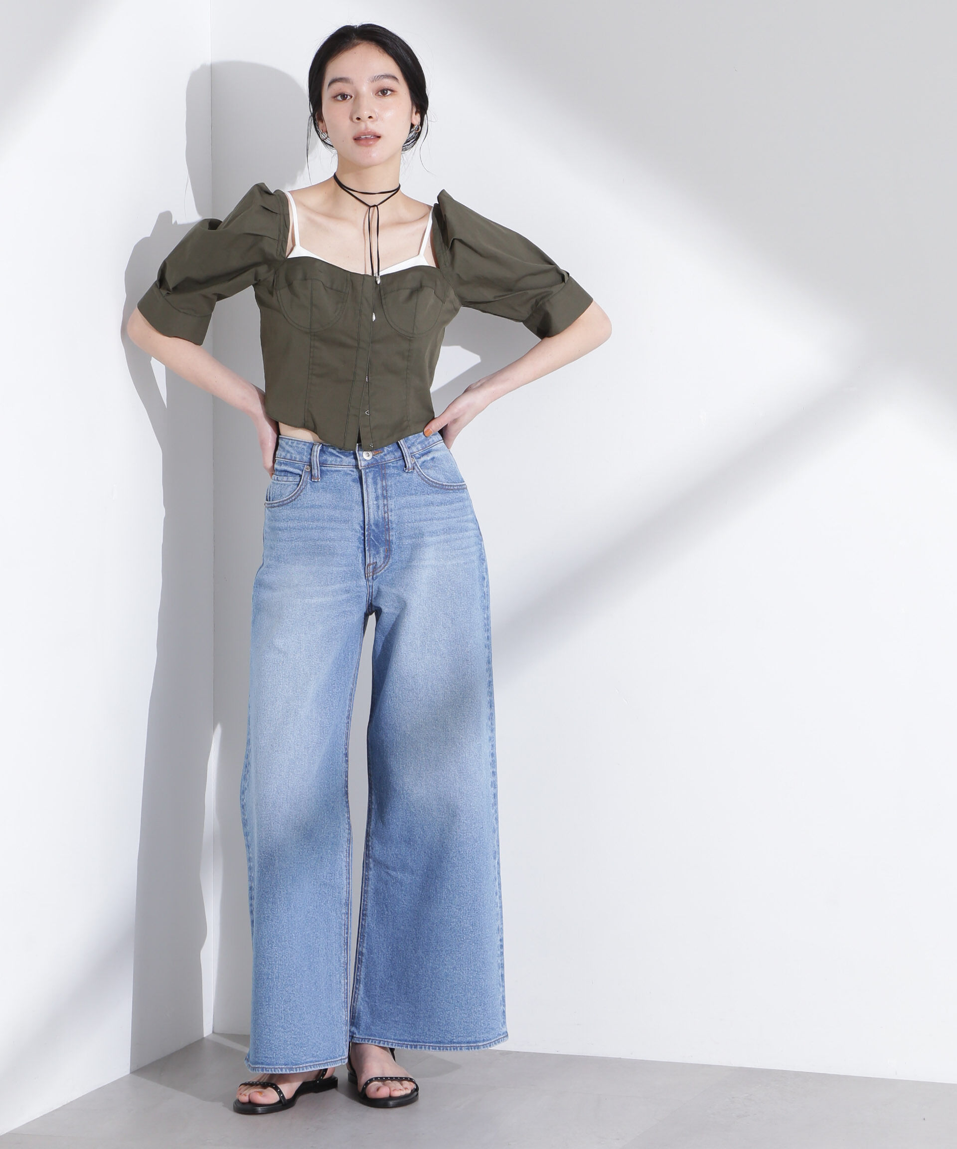 nano･universe「パフスリーブビスチェトップス」|シャツ・ブラウス|