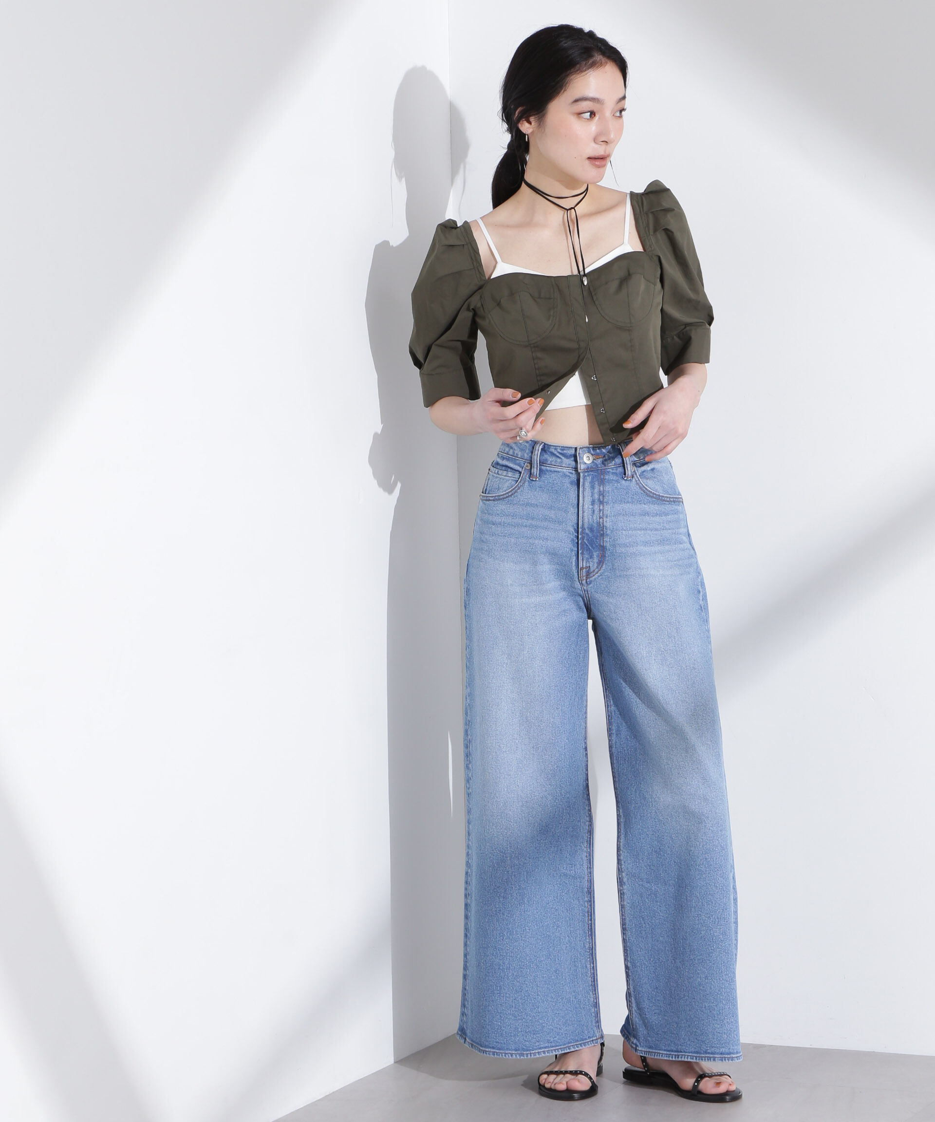 nano･universe「パフスリーブビスチェトップス」|シャツ・ブラウス|