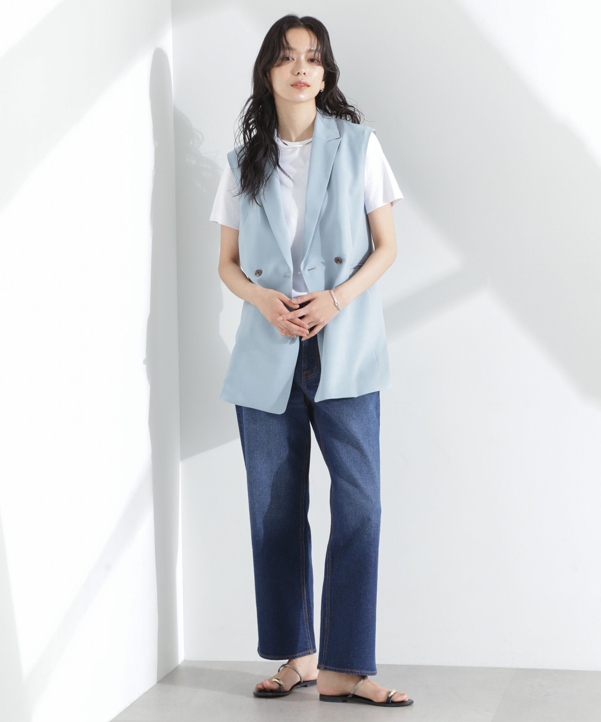 nano･universe「メランジドライ テーラードダブルジレ(セットアップ可)」|テーラードジャケット|