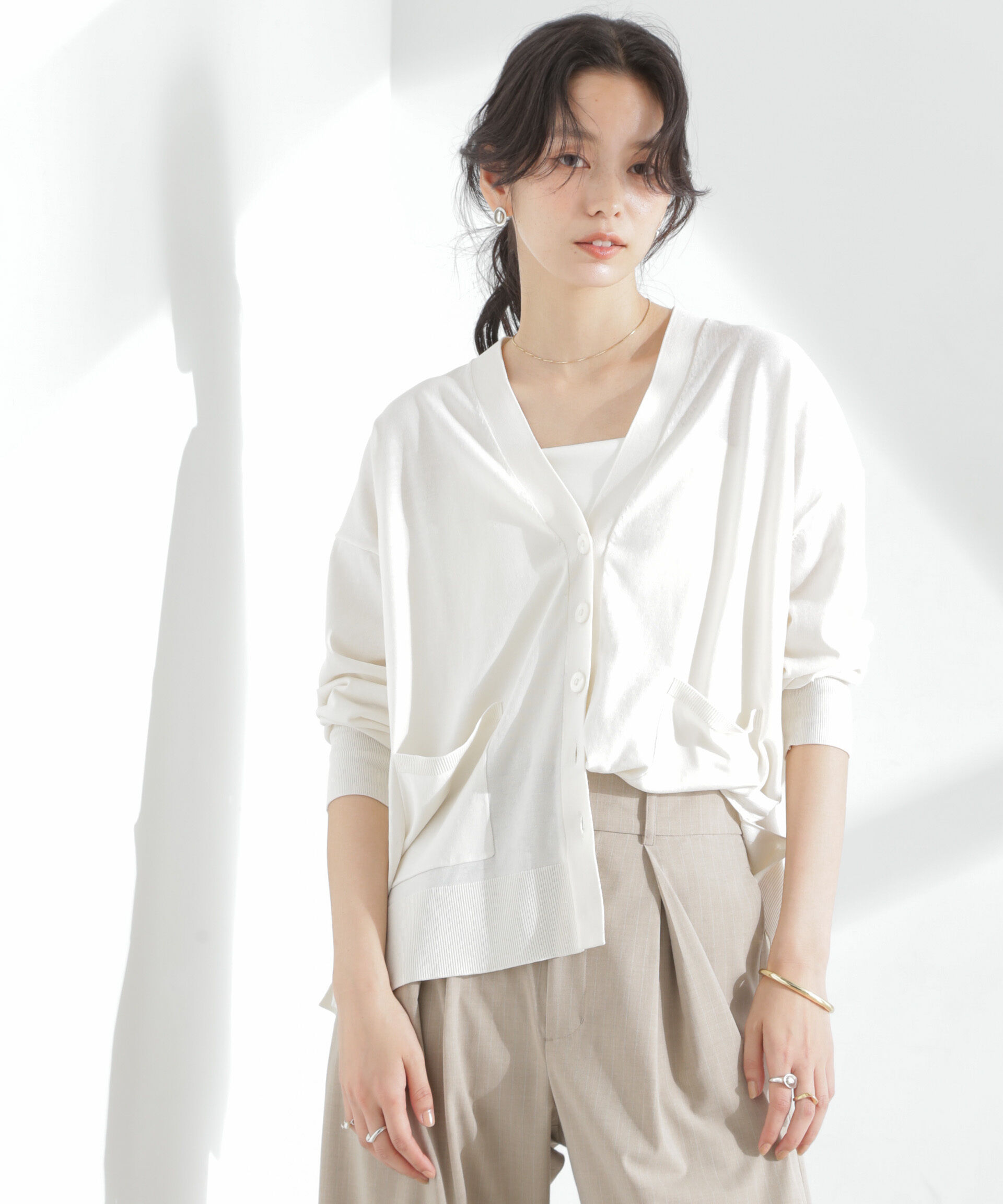 nano･universe「TEKNICO GIZAコットンオーバーカーディガン」|ニット・セーター|