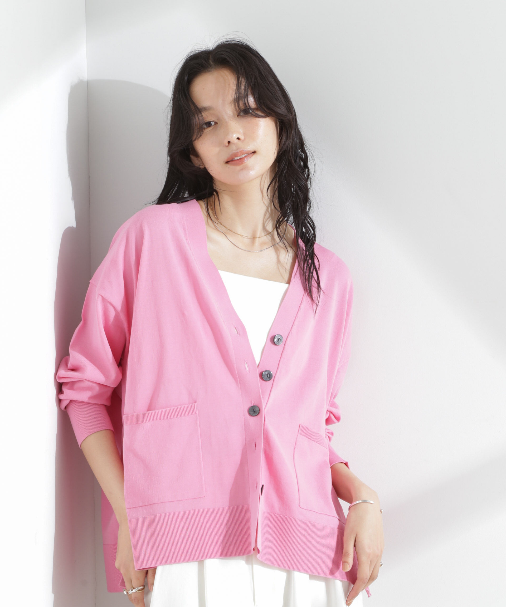 nano･universe「TEKNICO GIZAコットンオーバーカーディガン」|ニット・セーター|