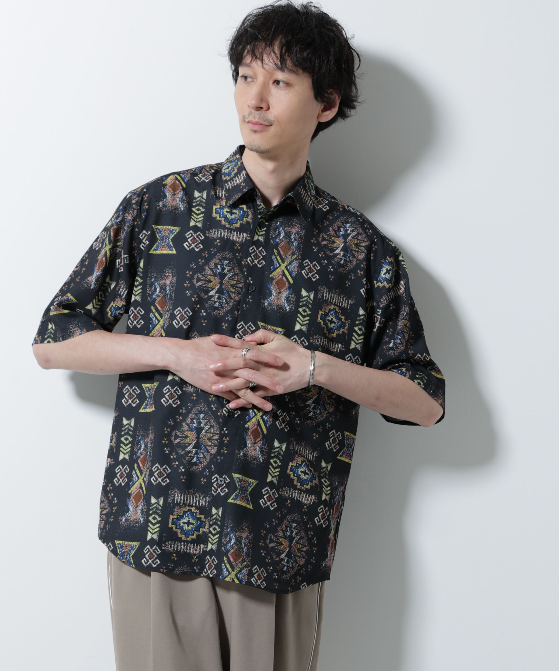 nano･universe「デジタルプリントシャツ 半袖」|シャツ・ブラウス|