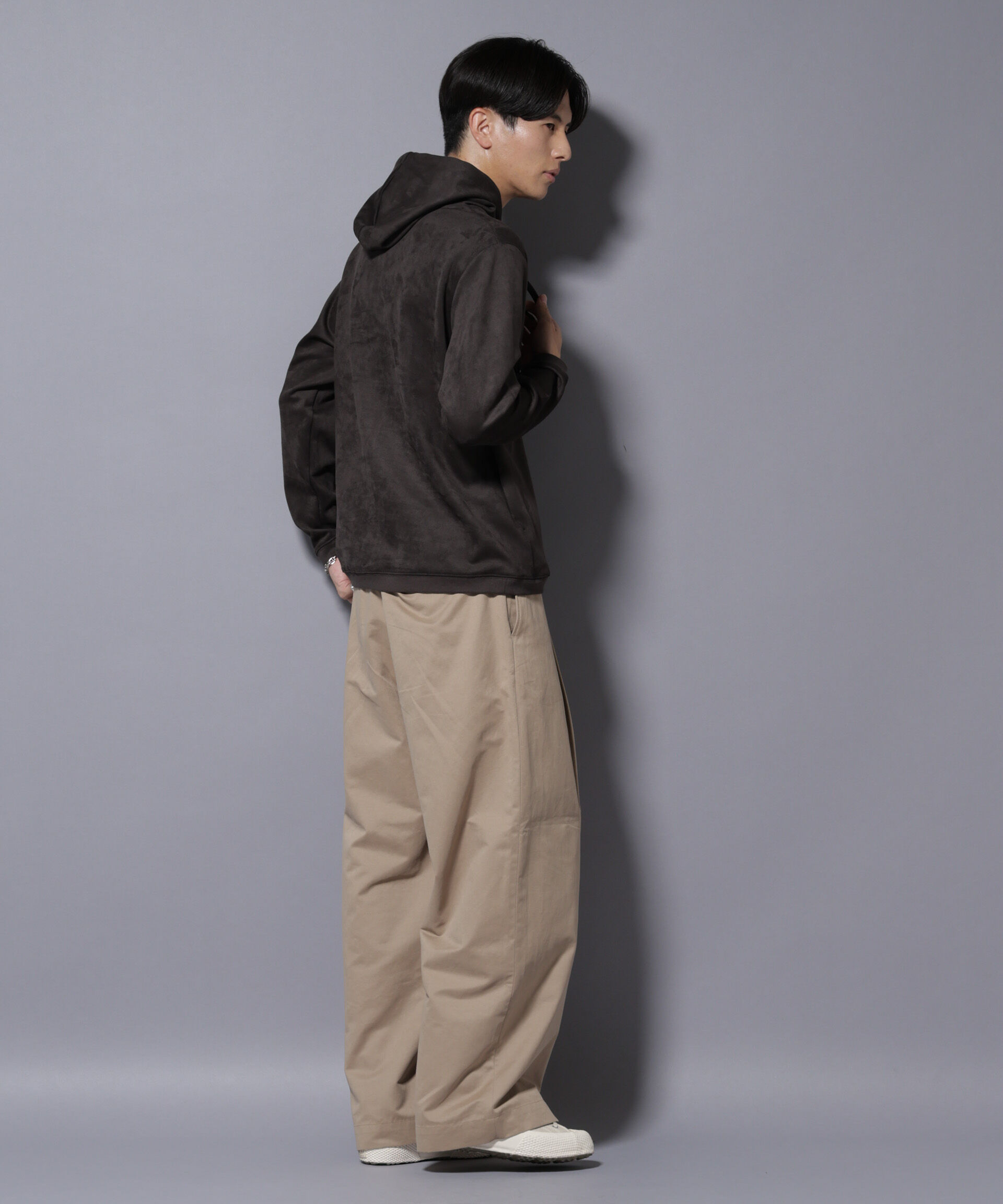 nano･universe「フェイクスエードフーディー 長袖」|Tシャツ・カットソー|