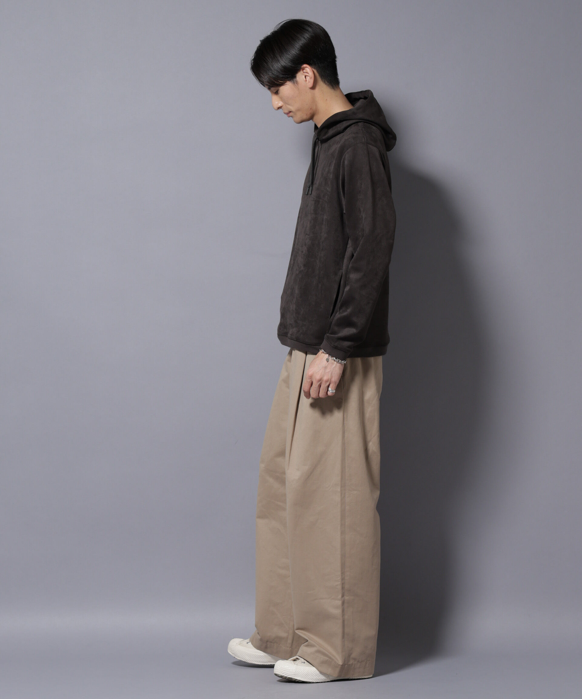 nano･universe「フェイクスエードフーディー 長袖」|Tシャツ・カットソー|