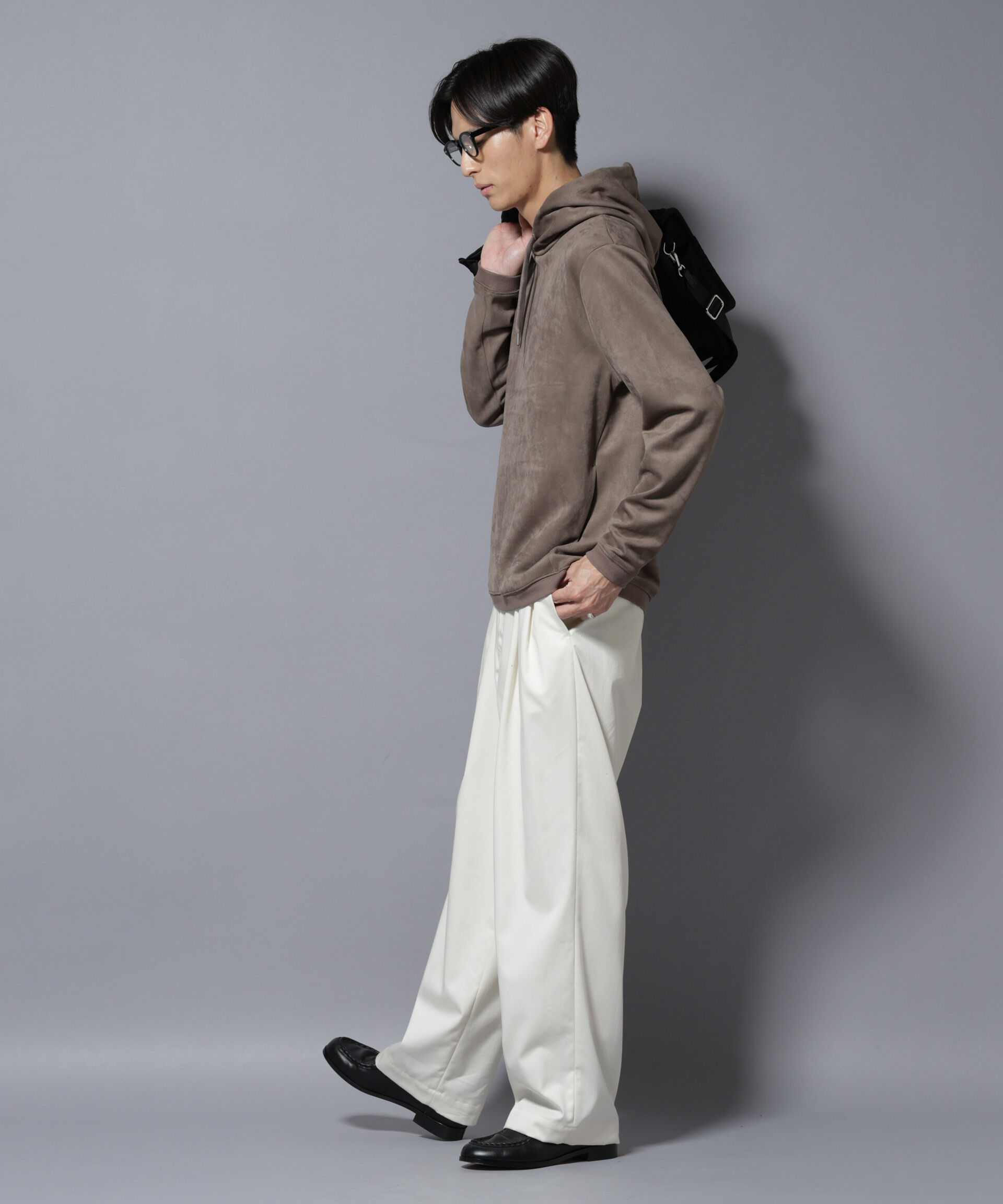 nano･universe「フェイクスエードフーディー 長袖」|Tシャツ・カットソー|