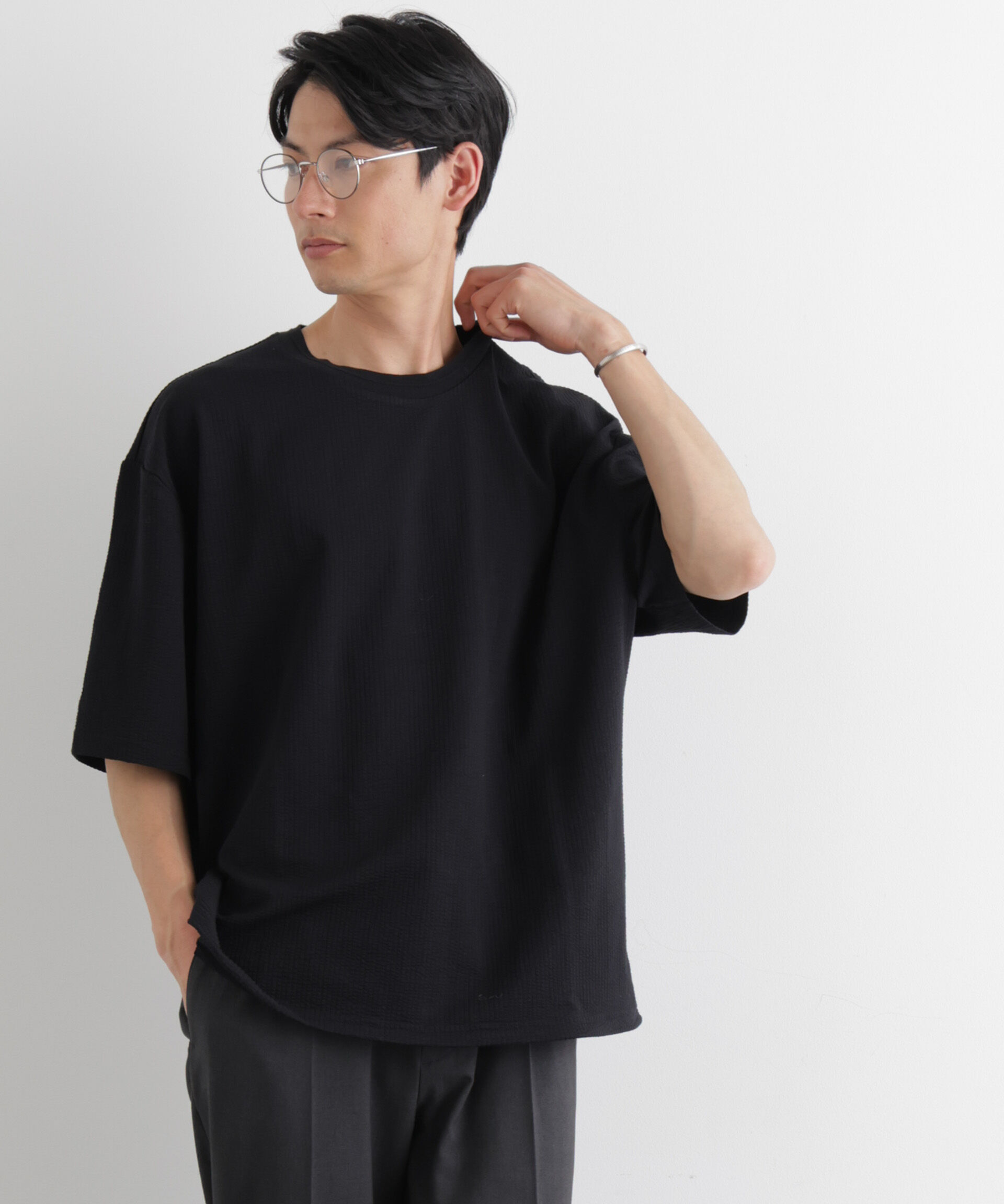 nano･universe「シルケットサッカーワイドTシャツ 半袖」|Tシャツ・カットソー|