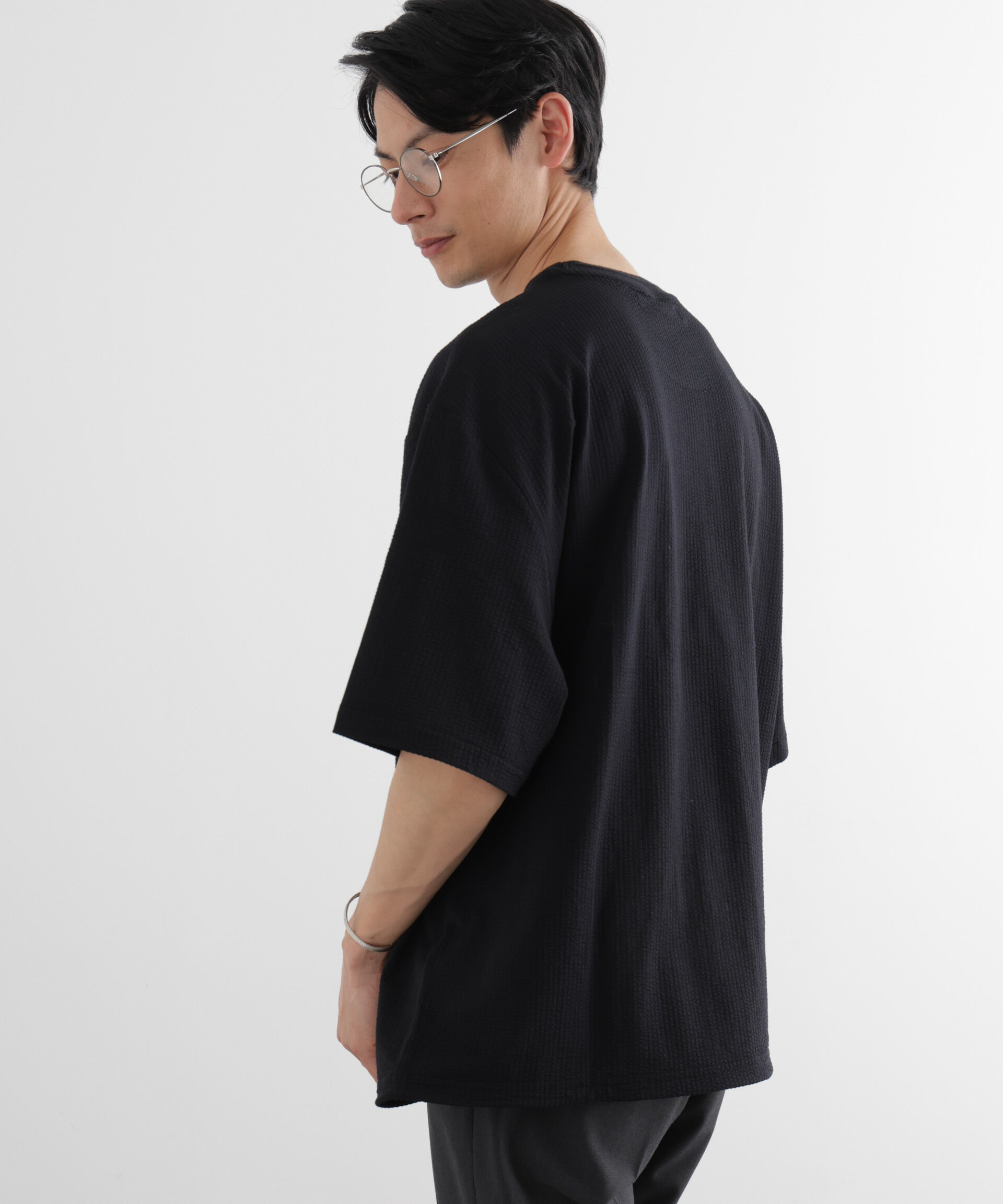 nano･universe「シルケットサッカーワイドTシャツ 半袖」|Tシャツ・カットソー|