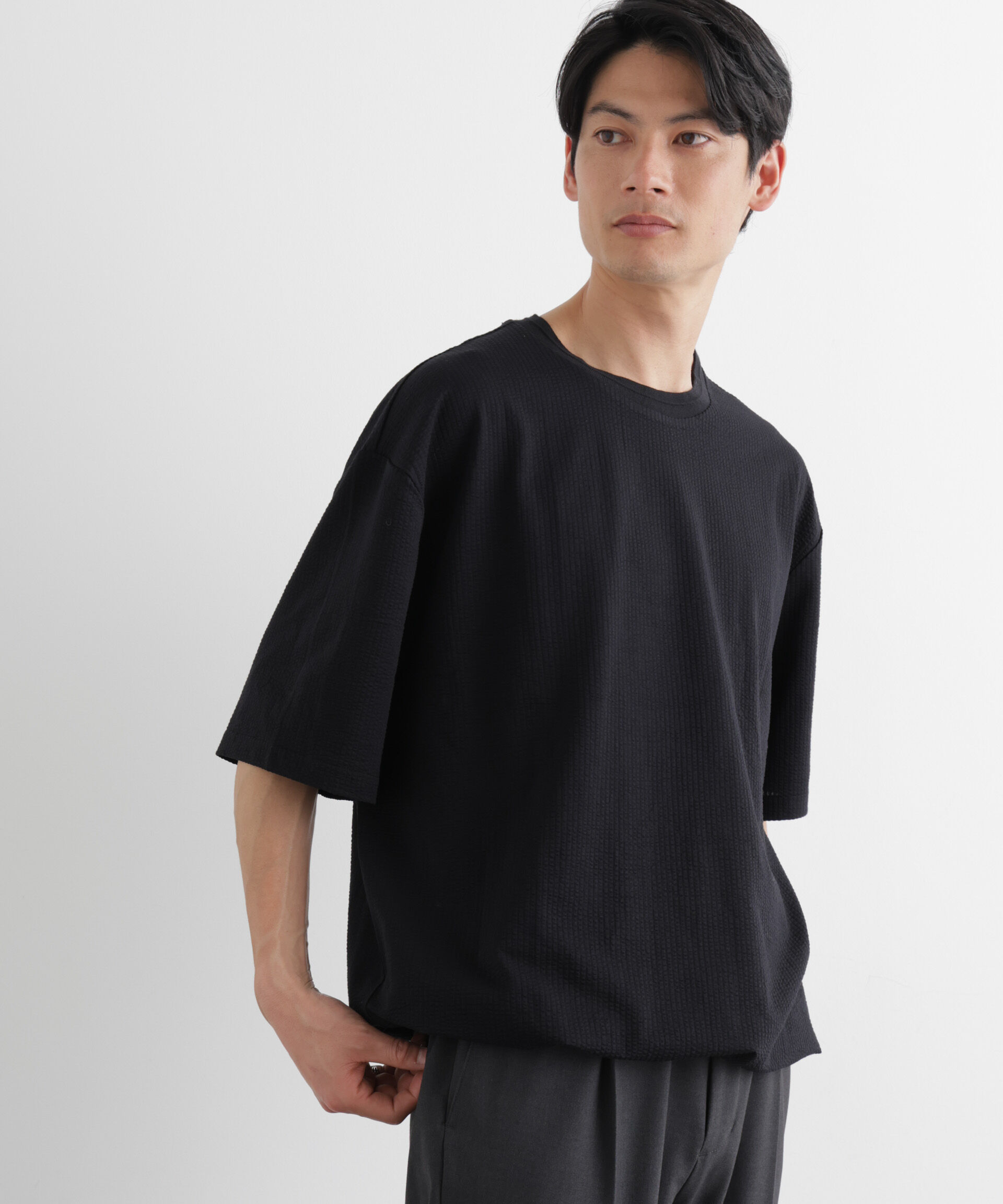 nano･universe「シルケットサッカーワイドTシャツ 半袖」|Tシャツ・カットソー|