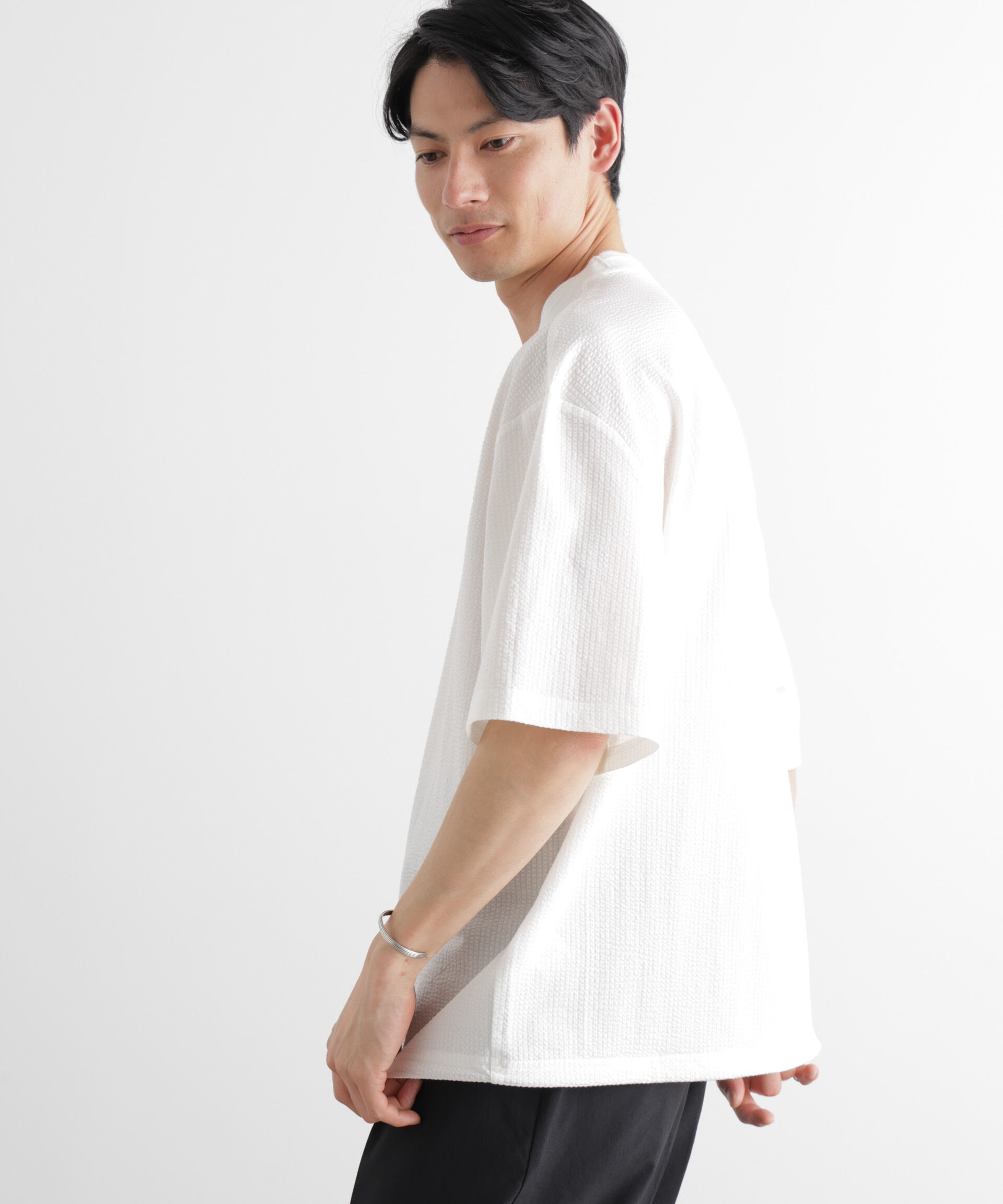 nano･universe「シルケットサッカーワイドTシャツ 半袖」|Tシャツ・カットソー|