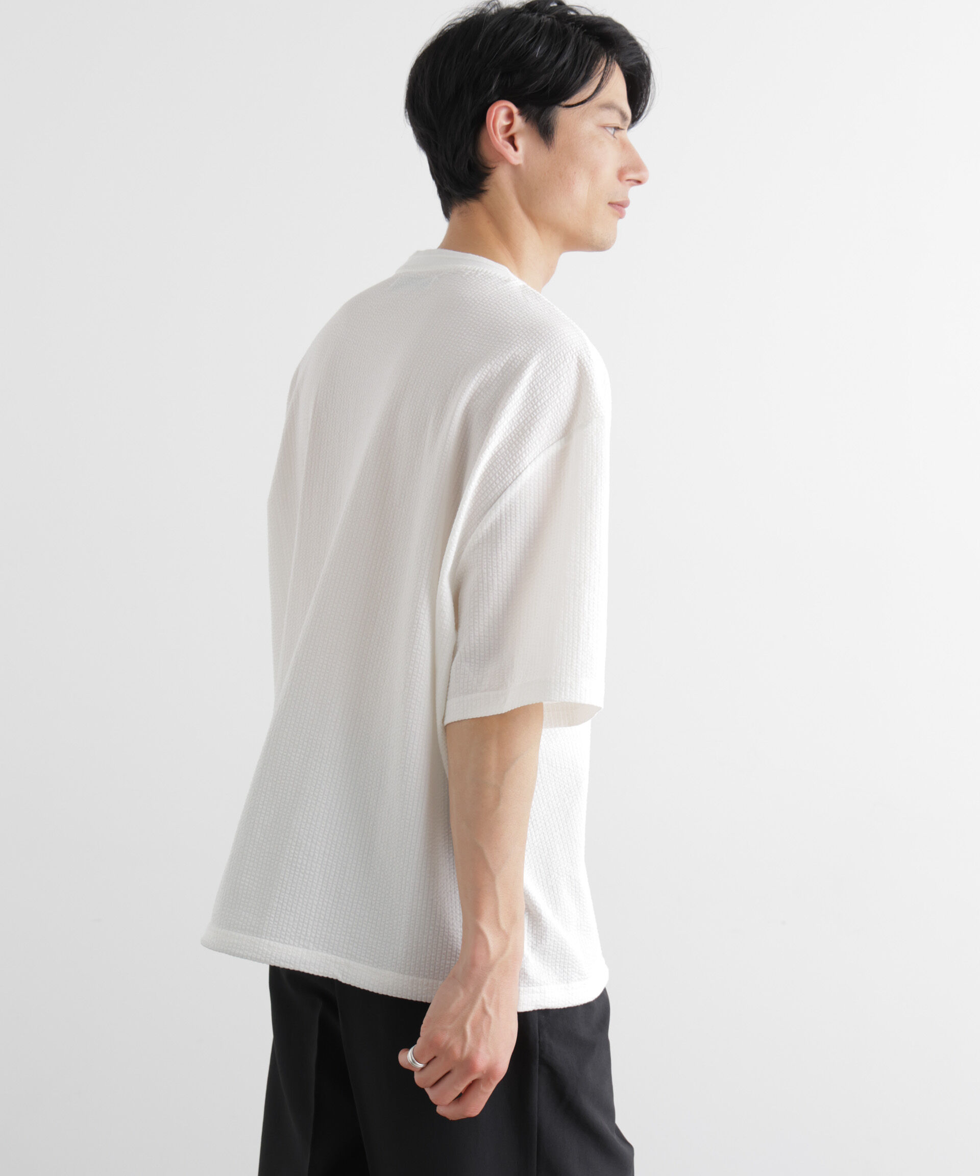 nano･universe「シルケットサッカーワイドTシャツ 半袖」|Tシャツ・カットソー|