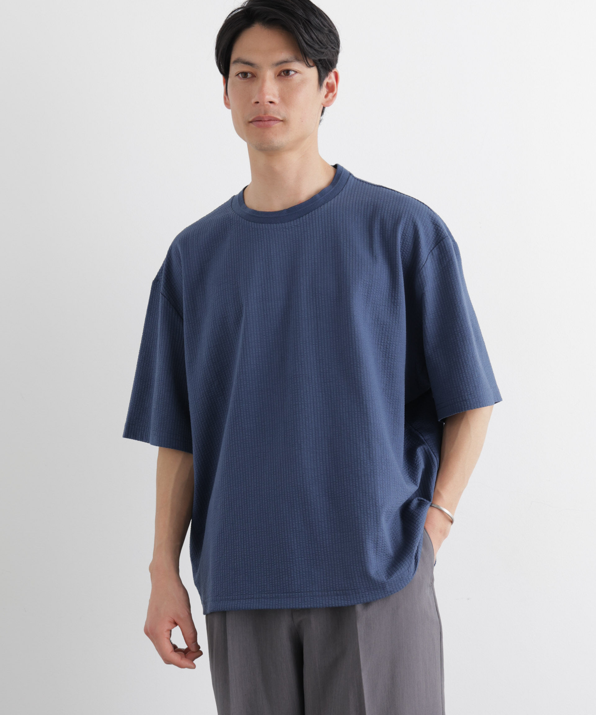 nano･universe「シルケットサッカーワイドTシャツ 半袖」|Tシャツ・カットソー|